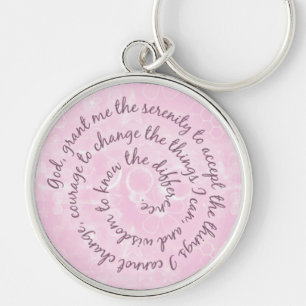 Rosa Serenitybön skräddarsy Keychain - Rund Silverfärgad Nyckelring