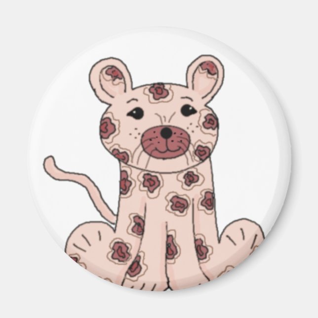 Rosa seriefigur leopard magnet (Framsidan)