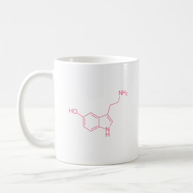 Rosa Serotoninmolekylstruktur Kaffemugg (Vänster)