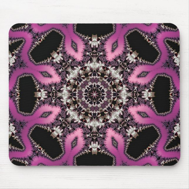 Rosa Serpent Fractal Mandala Mousepad Musmatta (Framsidan)