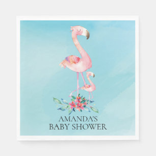 Rosa servetter för Flamingobaby showerpapper