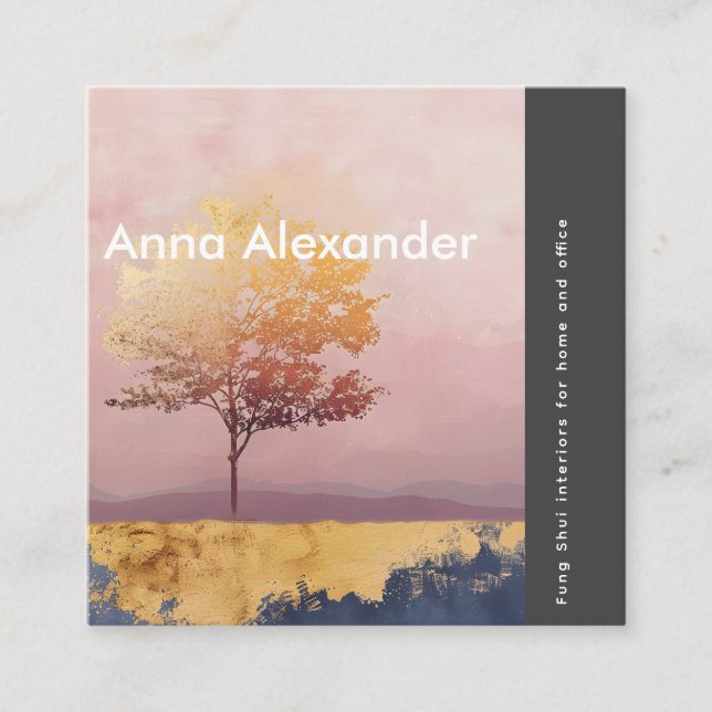 Rosa - servicedesign 6 fyrkantigt visitkort (Framsida)