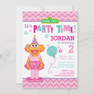 Rosa Sesame Street Zoe Birthday Inbjudningar