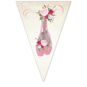 Rosa Shabby chic Blommigt Ballet Tofflor Vimplar
