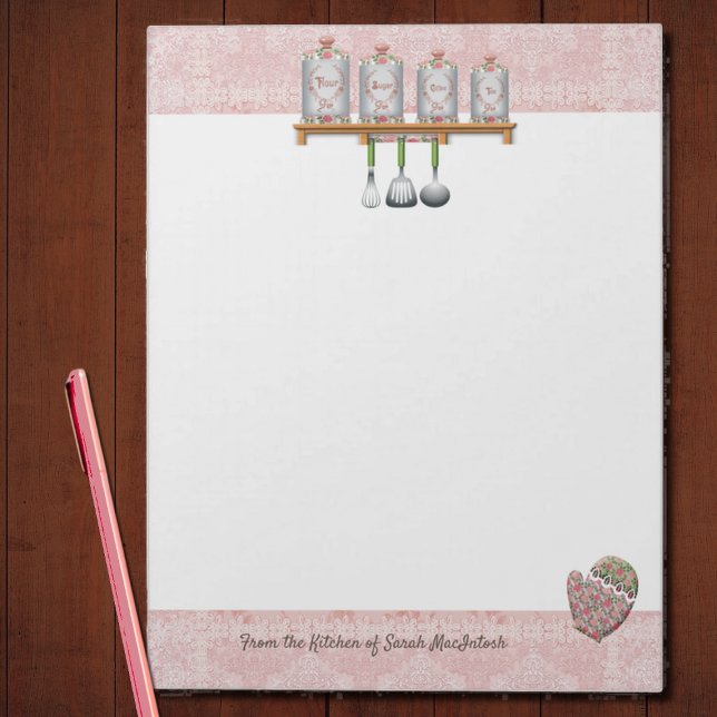 Rosa Shabby chic Kitchen Recipes Anteckningsblock (Skapare uppladdad)