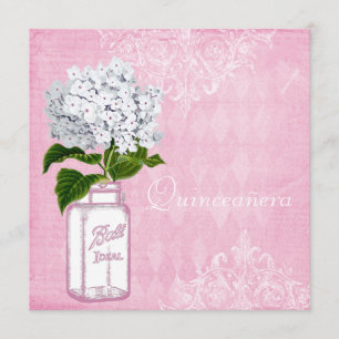 Rosa shabby chicburk & vanlig hortensia inbjudningar