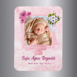 Rosa Shabby Stil Baby Magnet