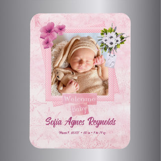 Rosa Shabby Stil Baby Magnet