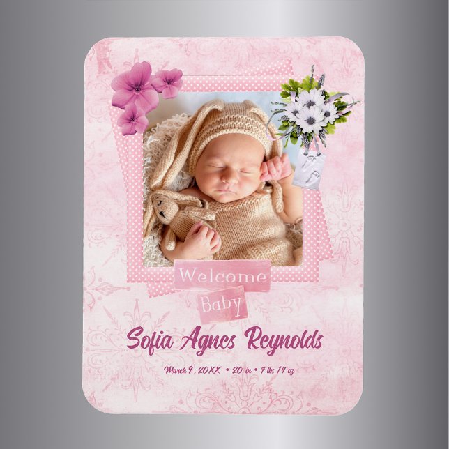 Rosa Shabby Stil Baby Magnet (Skapare uppladdad)