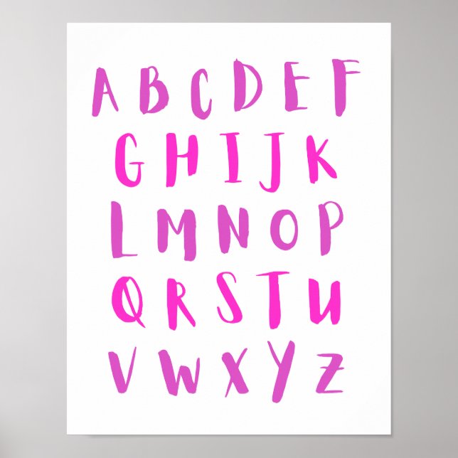 Rosa Shades Alphabet Capital Brev Kids Room Poster (Framsidan)