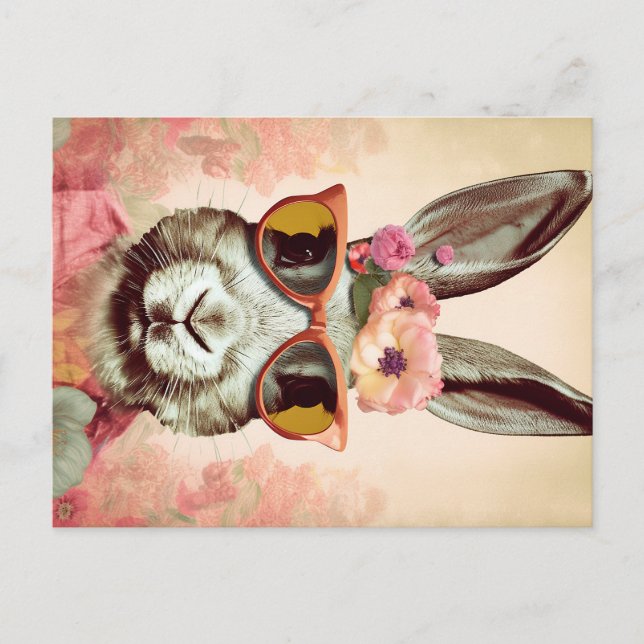 Rosa Shades, hon-Bunny: en Retro-kanin i Groovy S Vykort (Framsida)