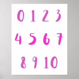Rosa Shades Numbers Zero Ten 0 10 Lärarrum Kid Roo Poster