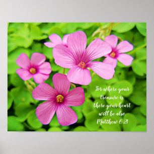 Rosa Shamrock Flowers Bible Scripture Poster