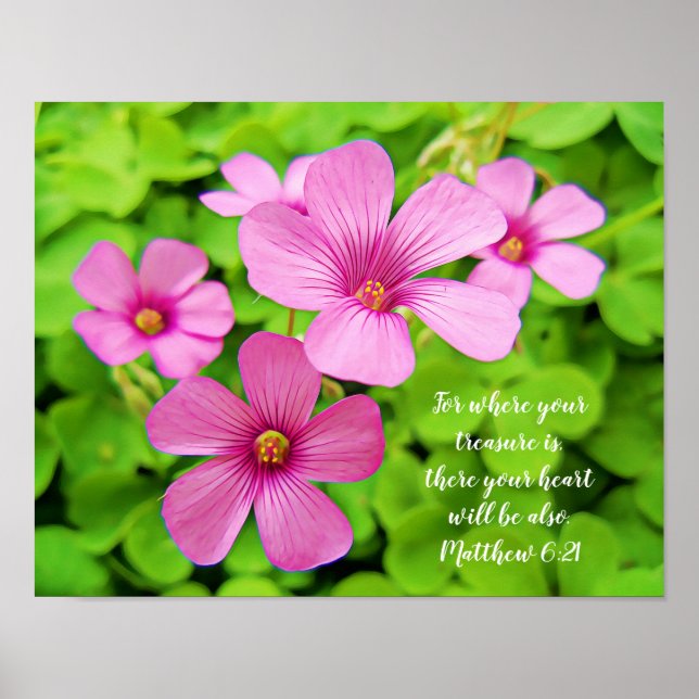 Rosa Shamrock Flowers Bible Scripture Poster (Framsidan)