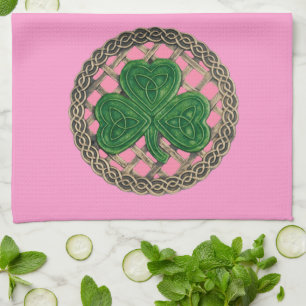 Rosa Shamrock on Celtic Knots Kitchen Towel Kökshandduk