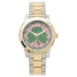 Rosa Shamrock on Celtic Knots Watch Armbandsur