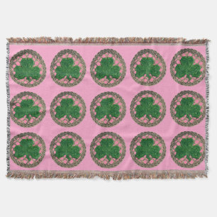 Rosa Shamrock on Celtic Knott Throw Blanket Mysfilt