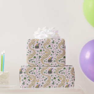 Rosa Shamrockhatt för Leprechaun Presentpapper