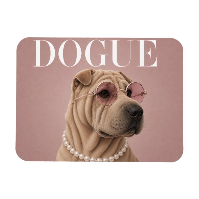 Rosa Shar Pei Hund Covergirl Magnet (Horisontell)