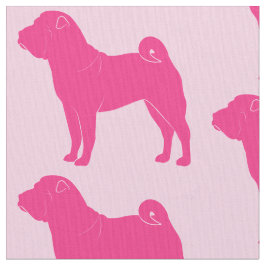 Rosa Shar Pei i Silhouette på rosor Tyg