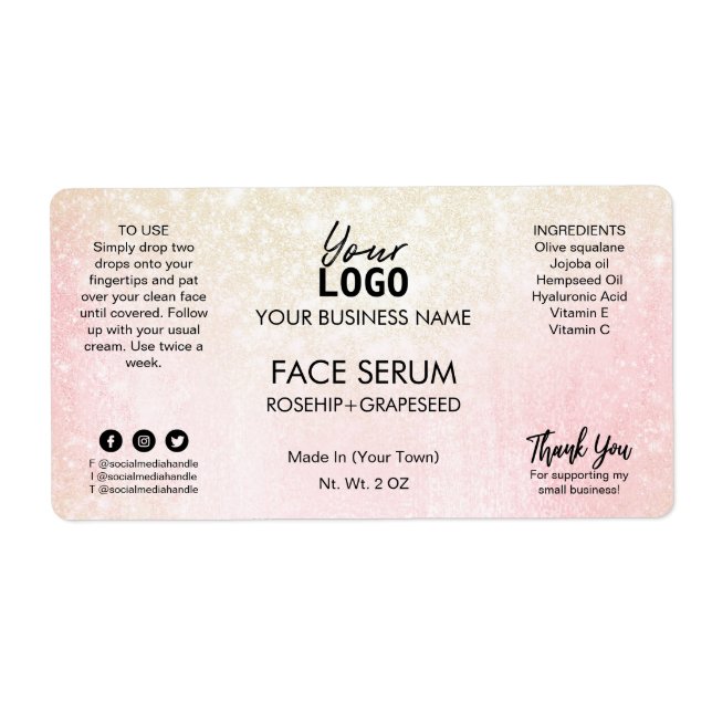 Rosa Shimmer Ansikte Serum Fraktsedel (Framsidan)