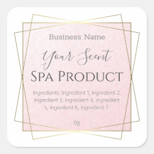 Rosa Shimmer Bath Soak Body SCrub Soap Labels Fyrkantigt Klistermärke