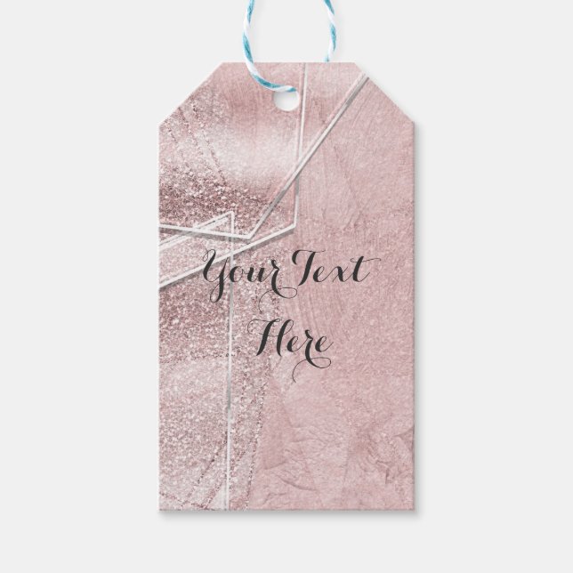 Rosa Shimmer Crystal Glass Glam Designer Stil Presentetikett (Framsidan)
