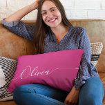 Rosa Shimmer White Elegant Calligraphy Script Namn Lumbarkudde<br><div class="desc">Rosa Shimmer White Elegant Calligraphy Script Anpassningsbar Personlig Namn Dekorativ kudde har en modern och enkel utformning av trendig och snyggt med personlig i namn i elegant-handskriven calligraphy script typography on a metallic rosa shimmer-bakgrund. Designad av ©Evco Studio www.zazzle.com/store/evcostudio</div>