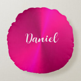 Rosa shiny faux metall eget namn rund kudde