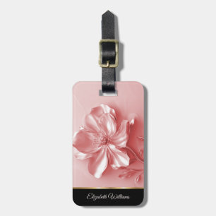 Rosa Shiny Metallic Flower Anpassade Bagagebricka