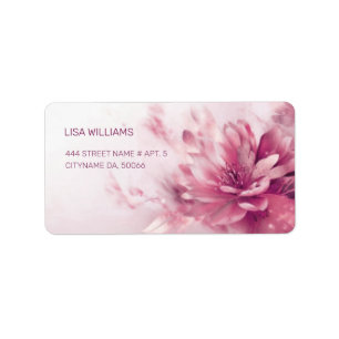 Rosa Shiny Metallic FlowerBusiness Card Adressetikett