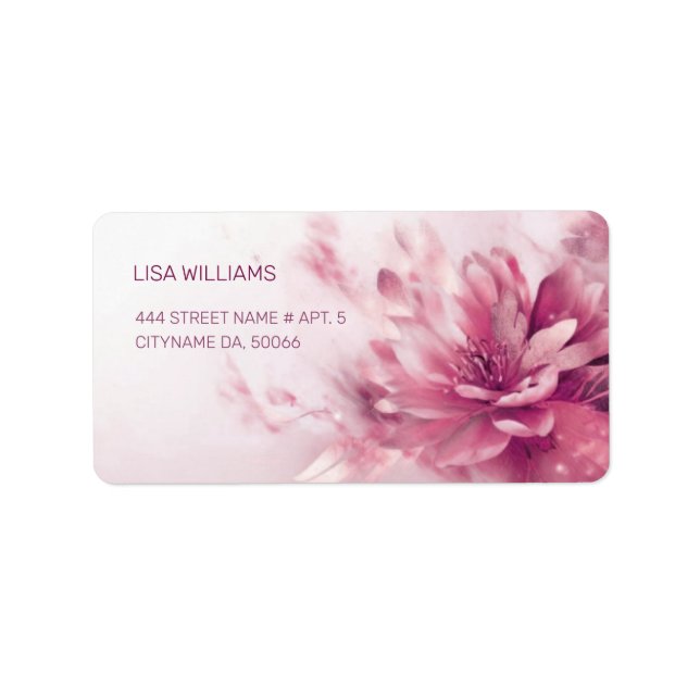 Rosa Shiny Metallic FlowerBusiness Card Adressetikett (Framsidan)