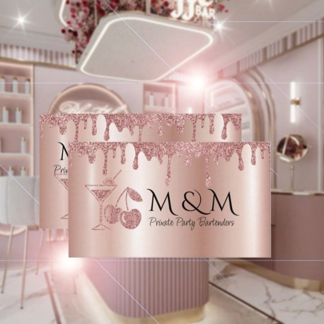 Rosa Shiny Private Party Bartender-Affärskortet Visitkort (Skapare uppladdad)