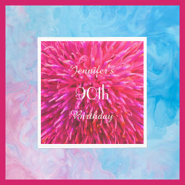 Rosa, Shock rosa Papper Napkins 90:e Födelsedagsfe Pappersservett