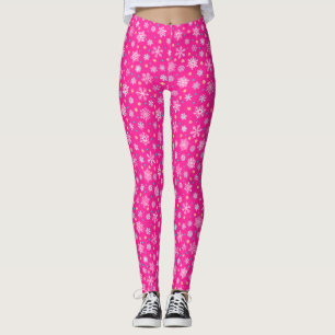 Rosa Shock rosa Snöflingor Modern Chic Leggings