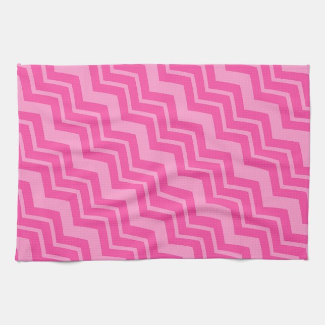 Rosa Shock rosa Zigzag Chevron Mönster Design Kökshandduk (Horisontell)