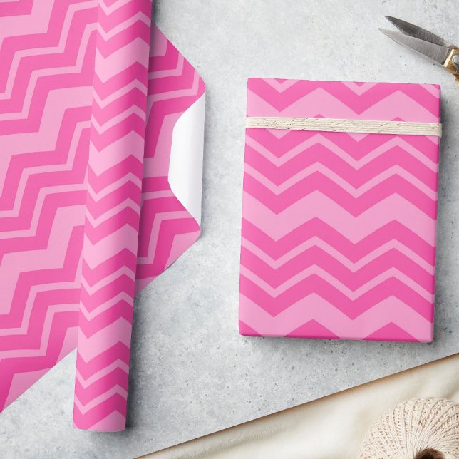 Rosa Shock rosa Zigzag Chevron Mönster Design Presentpapper (Skapare uppladdad)