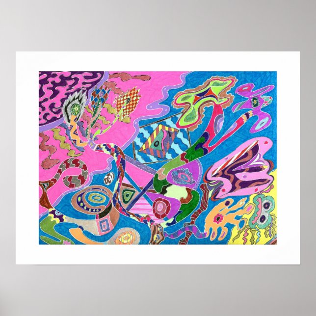 Rosa Shore, 24x18 Abstrakt Art Poster (Framsidan)