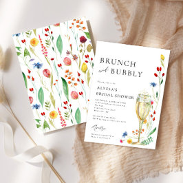 Rosa Shower för Wildblommor Meadow Brunch & Bubly Inbjudningar