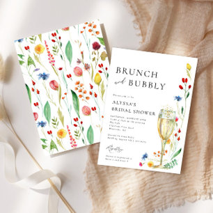 Rosa Shower för Wildblommor Meadow Brunch & Bubly Inbjudningar