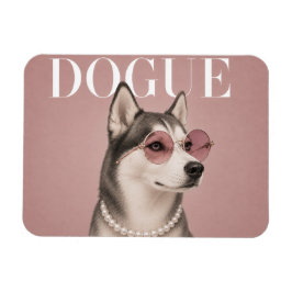 Rosa Sibirisk Husky Hund Covergirl Magnet