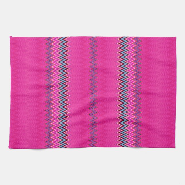 Rosa sicksack kökshandduk (Horisontell)