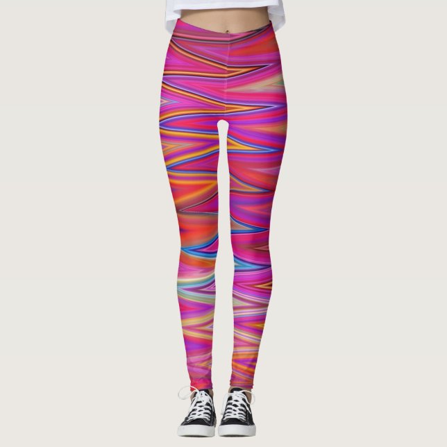 Rosa sicksack leggings (Framsida)