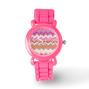Rosa sicksackbakgrund armbandsur