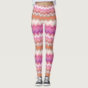 Rosa sicksackbakgrund leggings