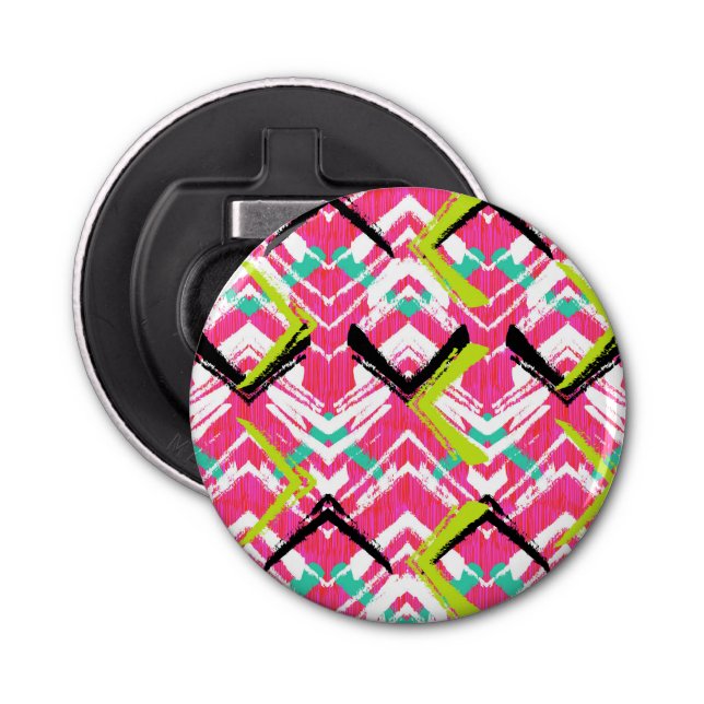 Rosa sicksackmönster för hand plockade flasköppnare (Framsidan)