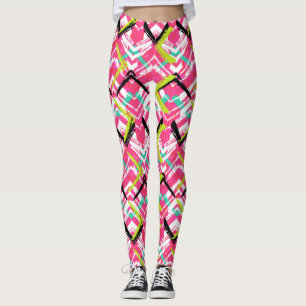 Rosa sicksackmönster för hand plockade leggings