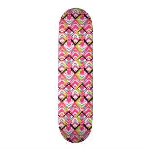 Rosa sicksackmönster för hand plockade mini skateboard bräda 18,7 cm