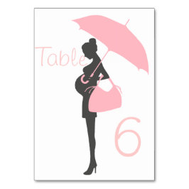 Rosa Silhouette Baby Shower Bord-kort Bordsnummer