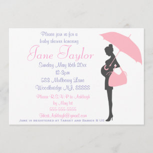 Rosa Silhouette Baby Shower-inbjudningar Inbjudningar